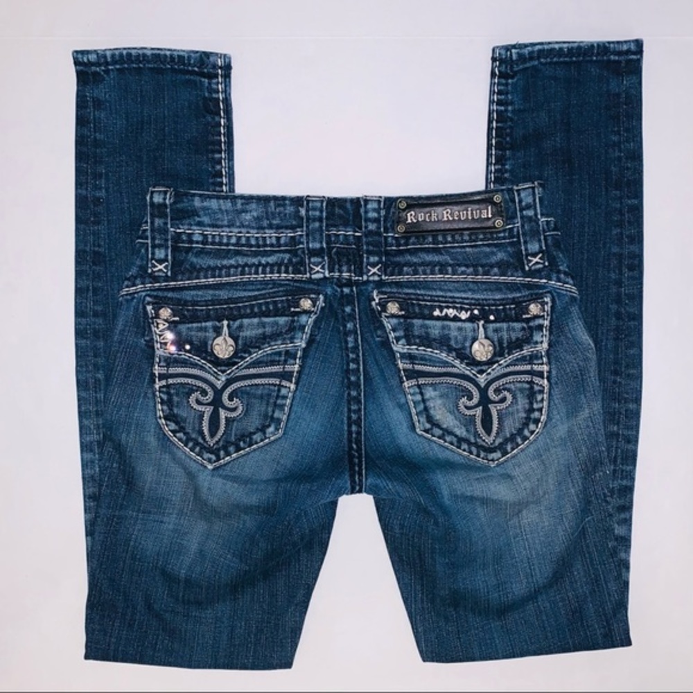 Rock Revival Women’s Skinny Jeans - Dark Blue Wash 26x30